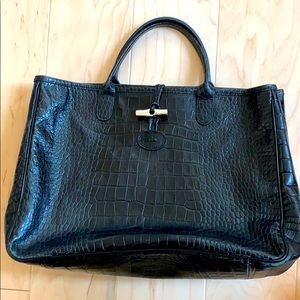 Longchamp croc embossed leather bag